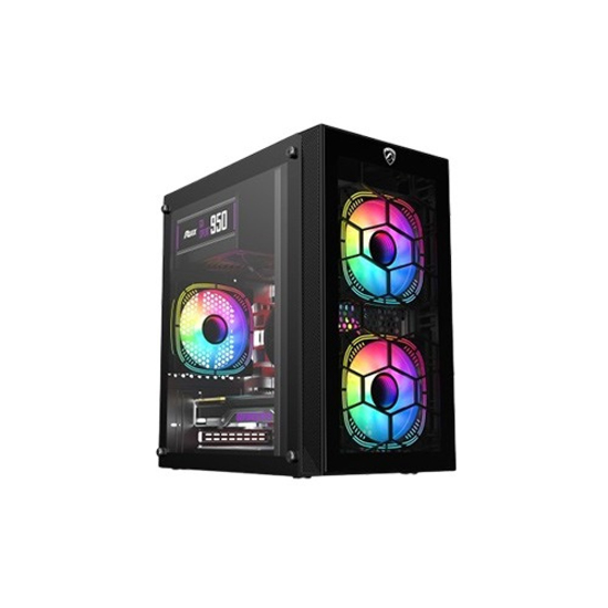 PC Power Spider Web Crystal Mini Black 3 ARGB Fans Gaming Casing With 230W PSU