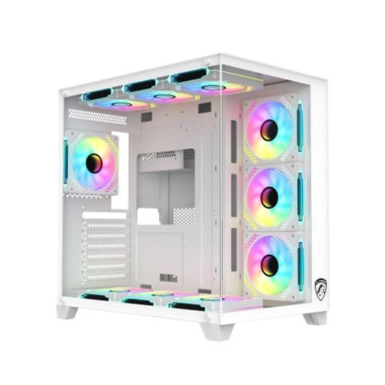 PC Power ICEBERG V3 White Gaming Casing With 650W PSU & 7 X Infinity ARGB Fans