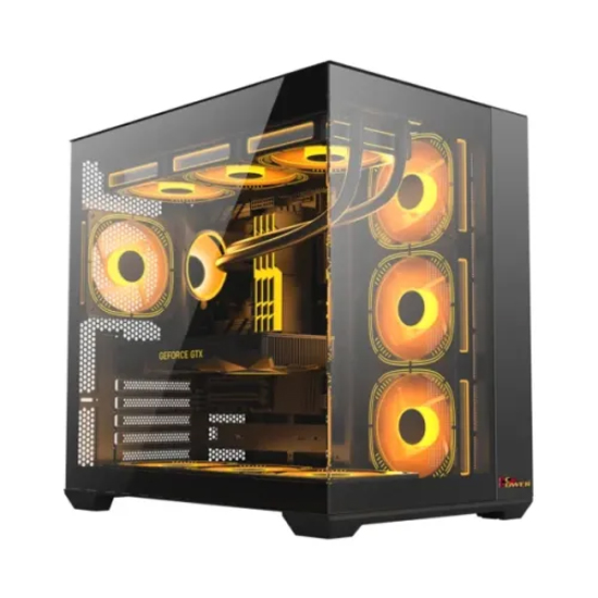 PC Power ICEBERG STEALTH Black ATX Desktop Gaming Casing With 7 X ARGB Fans | PP GS605 BK