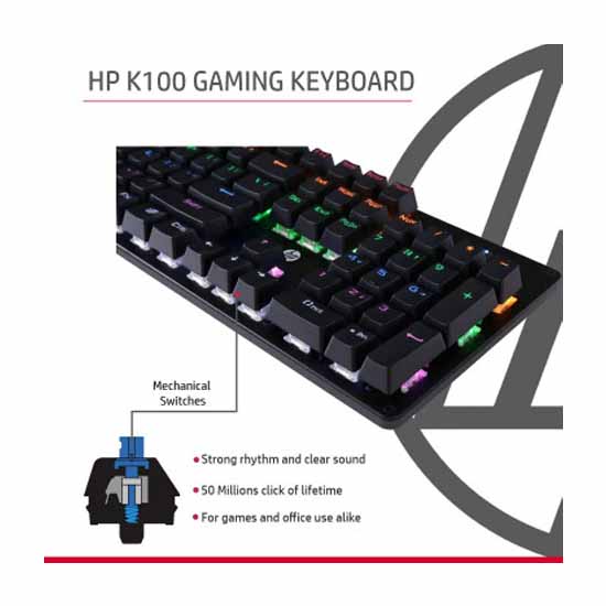 HP GK100F Wired Mechanical RGB Gaming Keyboard