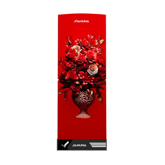 Jamuna JE5-TM2D2QD Red Flower Refrigerator 242L