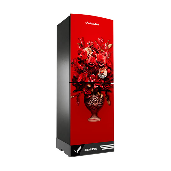 Jamuna JE5-TM2D2QD Red Flower Refrigerator 242L