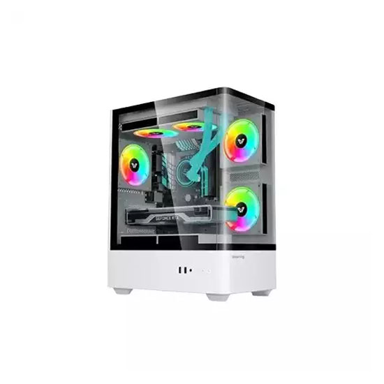 Value Top NUBIA 20F5W-MI Micro ATX Full White Gaming Casing With 5 Infinite Mirror ARGB Fan