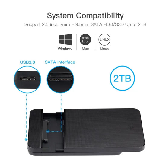 KESU K-103 HDD Hard Drive Enclosure SATA External Casing For PC Laptop