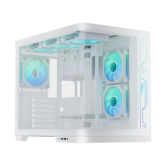 PC Power PGH650 Iceland Edge Mid Tower 9 X ARGB FAN White ATX ARGB Gaming Casing