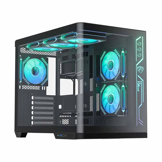 PC Power PGH650 Iceland Edge Mid Tower 9 X ARGB FAN Black ATX ARGB Gaming Casing