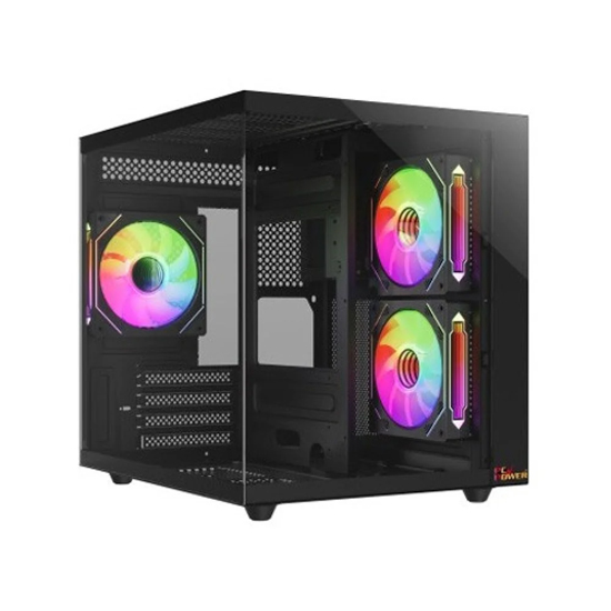 PC Power GS620 Ice Cube Mini V2 ARGB 5 Fans Black GAMING Desktop Casing With 650W PSU