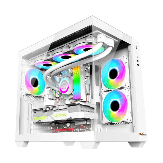 PC Power PG-H600 White Iceland 6 X ARGB Fan Mid Tower White ATX Gaming Desktop Casing With 650W PSU