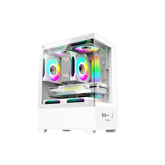 PC Power River View White M-ATX Gaming Casing With 5 X ARGB Fan and 350W PSU