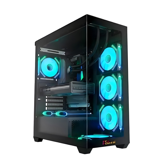 PC Power ICE TOWER ELITE Black ATX Gaming Casing With 7 X ARGB Fans | PP GS500 BK