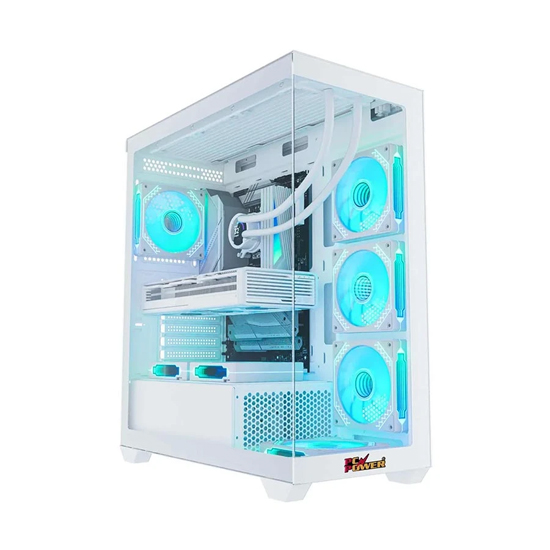 PC Power ICE TOWER ELITE White ATX Gaming Casing With 7 X ARGB Fans | PP GS500 WH