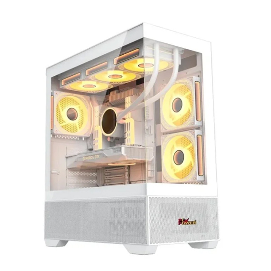 PC Power ICE TOWER White ATX Desktop Gaming Casing With 6 X ARGB Fans | PP-GS400 WH