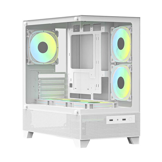 PC Power Sea View V2 PG-H35 White ATX Desktop Gaming Casing With 6 X ARGB Fans