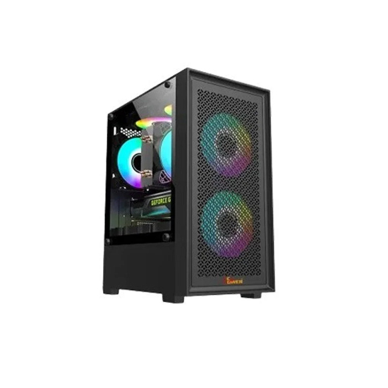 PC Power DARK FLOW MESH X2 Black M-ATX Gaming Casing With 3X ARGB Fans