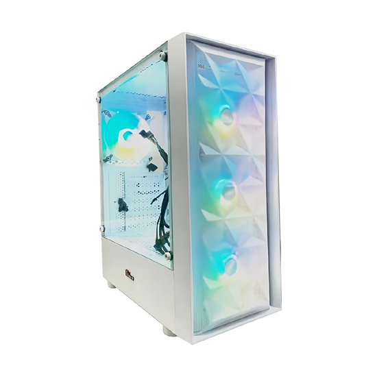 PC Power Wind Fury Mesh Mid Tower White ATX Gaming Desktop Casing With 4 X ARGB Fans | PP-GS2402-WH