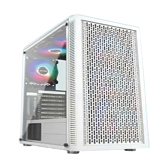 PC Power Flow Mesh Elite Mid Tower ATX White Gaming Desktop Case With 4 X ARGB Fans | PP-GS2406 WH