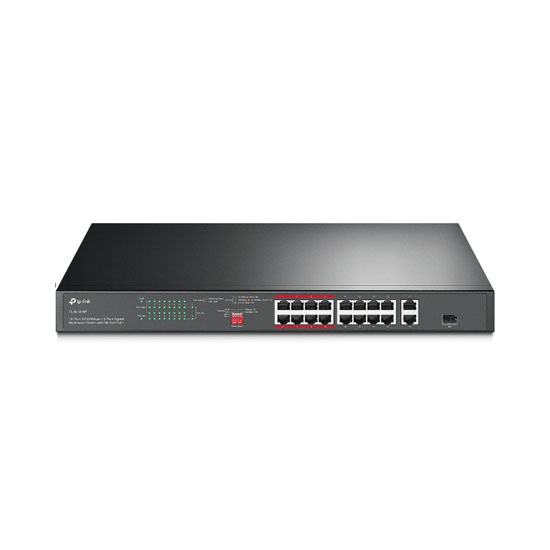 TP-Link TL-SL1218P 16 Port 10/100 Mbps + 2 Port Gigabit Rackmount Switch With 16 Port PoE+