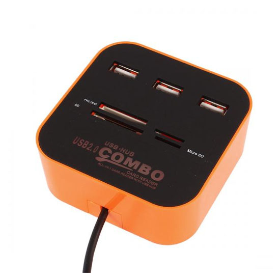 Combo Multi Card Reader + 3 USB HUB 2.0 Splitter
