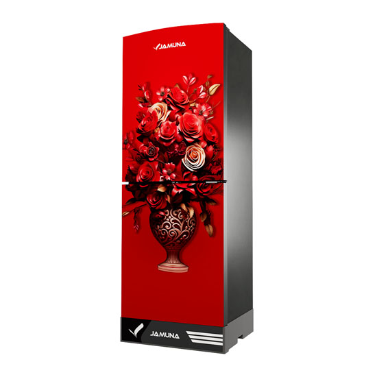 Jamuna JE5-TM2D2QD Red Flower Refrigerator 242L