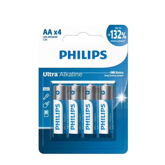 Philips LR6E4B/10 AA Ultra Alkaline Battery Bundle Of 4 Pcs