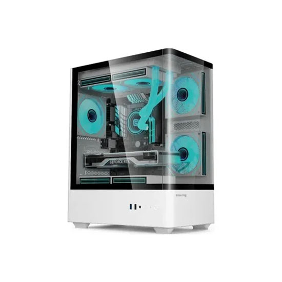 Value Top NUBIA 20F5W-MI Micro ATX Full White Gaming Casing With 5 Infinite Mirror ARGB Fan